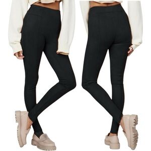 Spanx Black Faux Suede Leggings High Waisted Medium